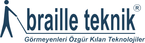 Siyah arka plan üzerinde mavi renkte Sol tarafta bastonla yürüyen bir figür simgesi ve sağında braille teknik yazısı bulunmaktadır. Altında ise Görmeyenleri Özgür Kılan Teknolojiler ifadesi yer alır.